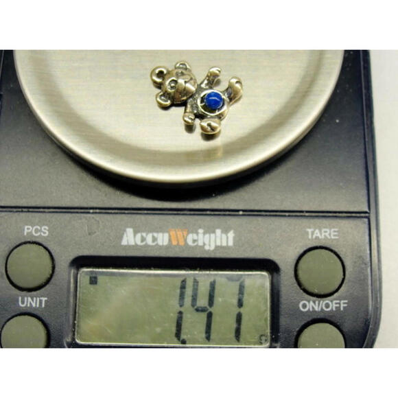 925 Lapis Bear Sterling Silver Pendant Charm Patina Vintage - Picture 4 of 8